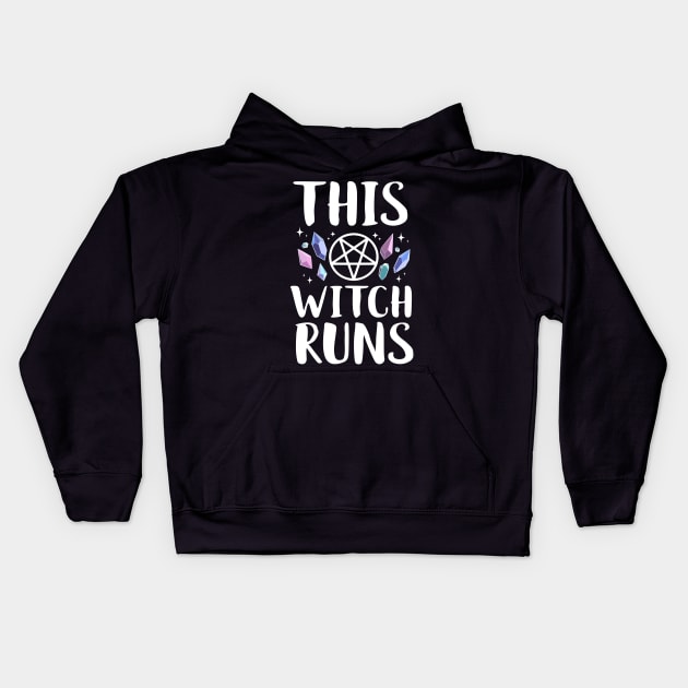 This Witch Runs Kids Hoodie by Eugenex